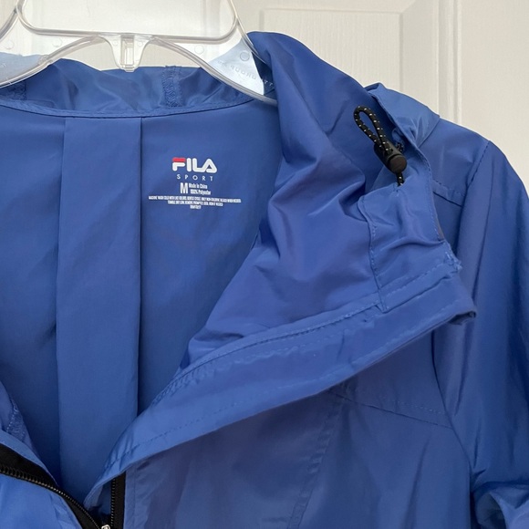Fila Sport Jacket Windbreaker Rain With Hood Blue Size M - Picture 6 of 13